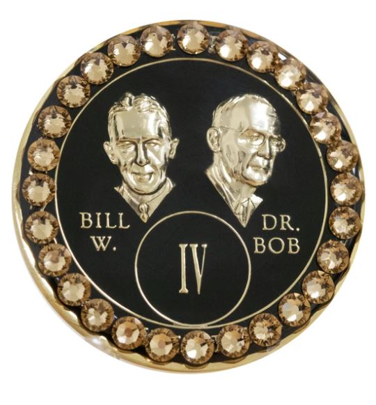 AA Crystallized Bill and Bob Medallion - Gold