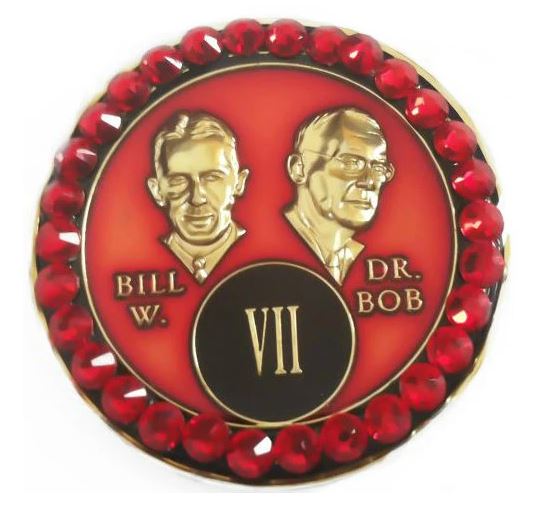 AA Crystallized Bill and Bob Medallion - Red Triplate