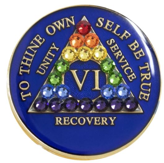AA Rainbow Crystallized Blue Triplate Medallion - Click Image to Close