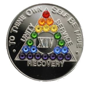 AA Girly Girl Silver Rainbow Crystallized Medallion