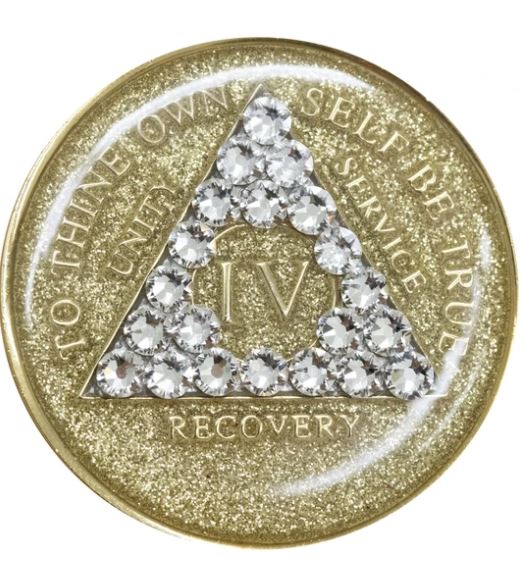 AA Diamond Crystallized Gold Glitter Triplate Medallion