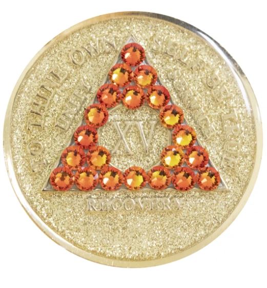 AA Fire Opal Crystallized Gold Glitter Triplate Medallion