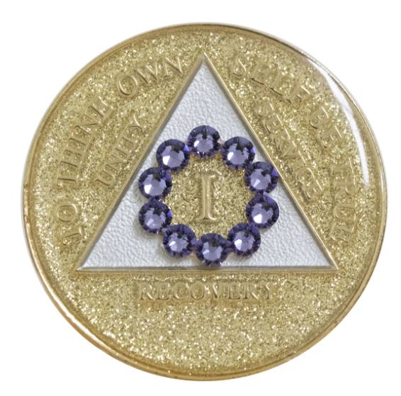 AA Unity Tanzanite Crystallized Gold Glitter Triplate Medallion