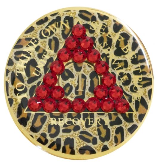 AA Red Crystallized Leopard Triplate Medallion