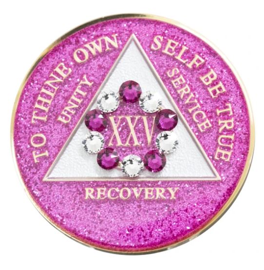 AA Crystallized Pink Glitter Triplate Medallion - Click Image to Close