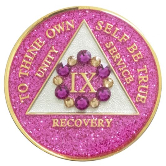 AA Bloom Crystallized Pink Glitter Triplate Medallion