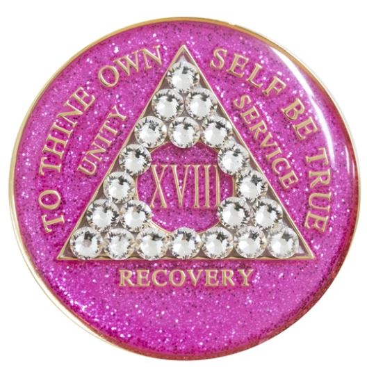 AA Diamond Crystallized Pink Glitter Triplate Medallion
