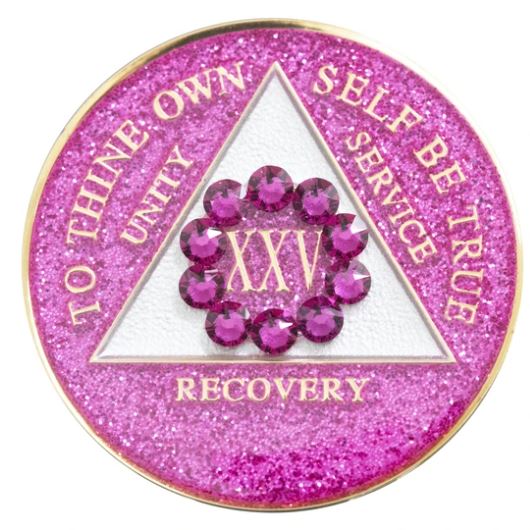 AA Unity Crystallized Pink Glitter Triplate Medallion
