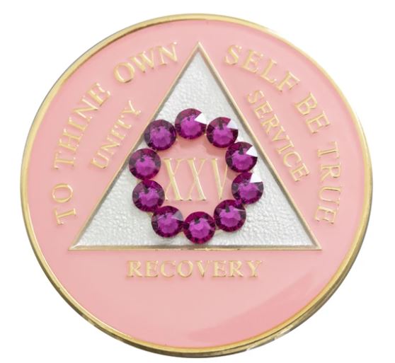AA Unity Crystallized Pink Triplate Medallion - Click Image to Close