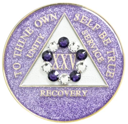 AA Crystallized Purple Glitter Triplate Medallion