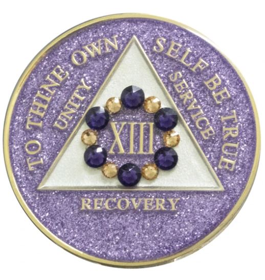 AA Bloom Crystallized Purple Glitter Triplate Medallion