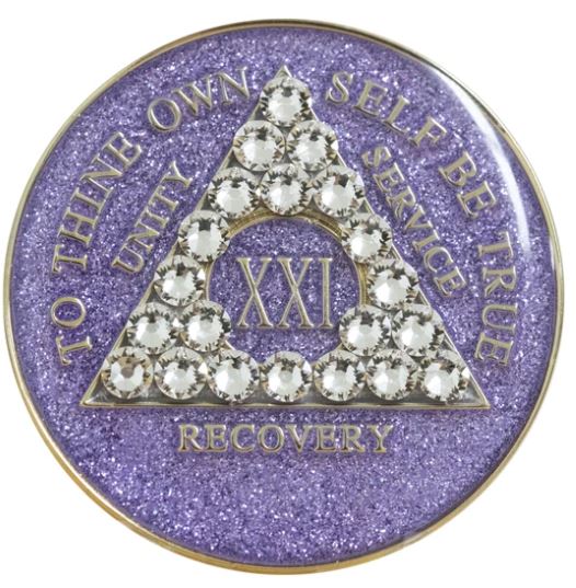 AA Diamond Crystallized Purple Glitter Triplate Medallion