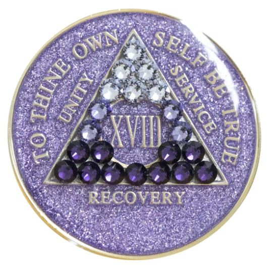 AA Purple Trans. Crystallized Purple Glitter Triplate Medallion