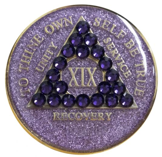 AA Purple Velvet Crystallized Purple Glitter Triplate Medallion