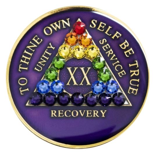 AA Rainbow Crystallized Purple Triplate Medallion - Click Image to Close