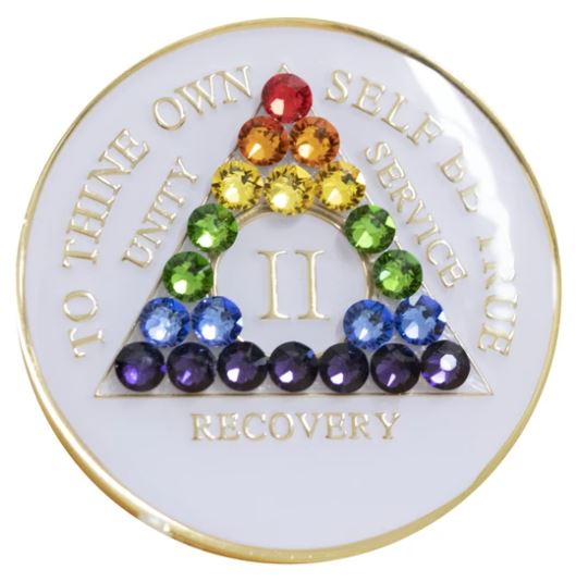 AA Rainbow Crystallized White Triplate Medallion - Click Image to Close