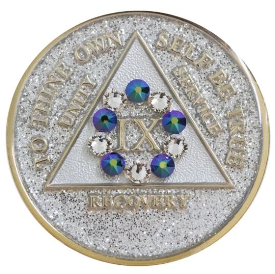 AA Scarabaeus Crystallized Silver Glitter Triplate Medallion