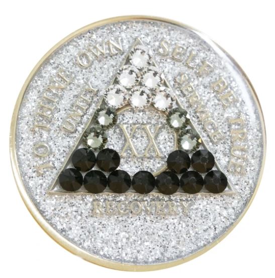 AA Black Crystallized Silver Glitter Triplate Medallion