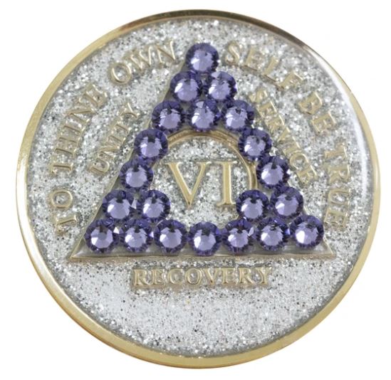 AA Tanzanite Crystallized Silver Glitter Triplate Medallion