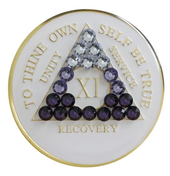 AA Purple Transition Crystallized White Triplate Medallion