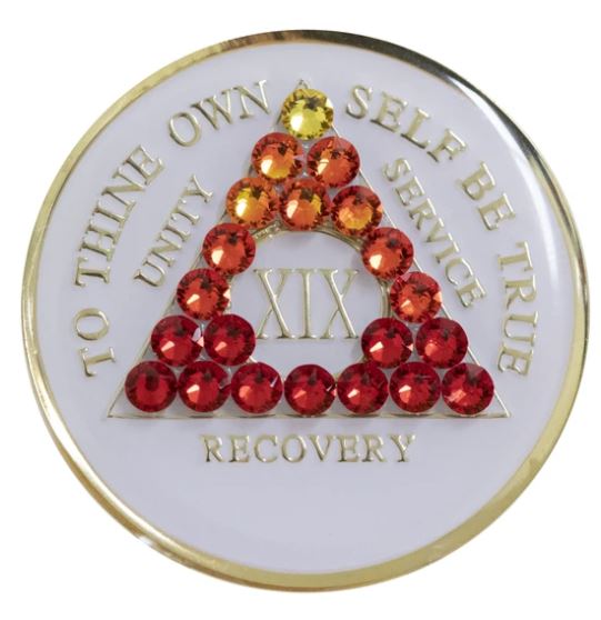AA Red Transition Crystallized White Triplate Medallion - Click Image to Close