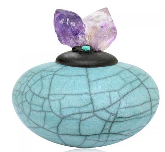 Turquoise Crackle Crystal Dream Jar - Amethyst