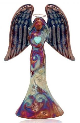Large Angel Ornament with Turquoise Heart