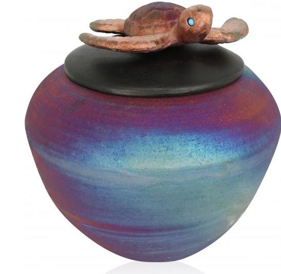 Raku Aumakua Dream Jar with Turtle Lid - Large