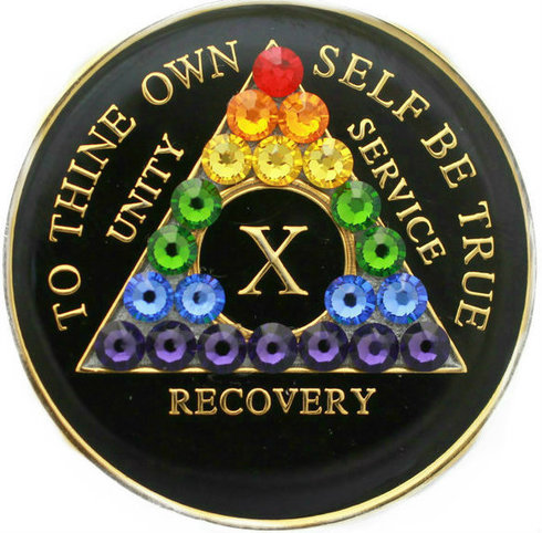 AA Rainbow Crystallized Black Triplate Medallion - Click Image to Close