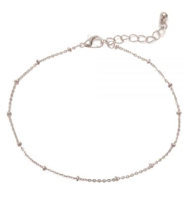 Silver Beaded Chain Anklet