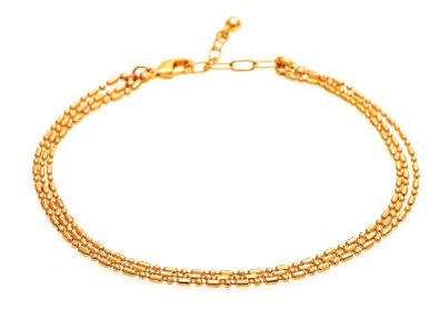 Gold Three Row Chain Anklet - Click Image to Close