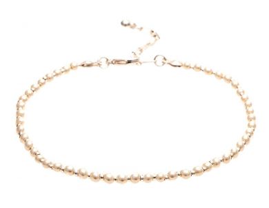 Silver Faux Pearl Round Beaded Anklet