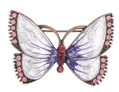 Copper White Enamel Butterfly Pin