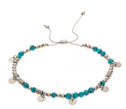 Silver & Turquoise Beaded Slider Bracelet
