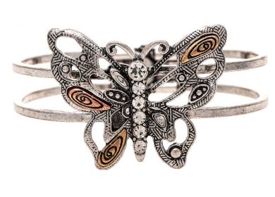 Multi Butterfly Hinge Cuff Bracelet - Click Image to Close