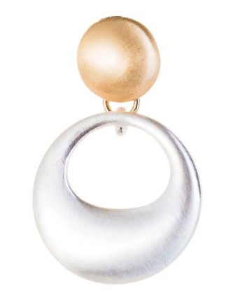 Two Tone Disc Circle Earrings - Click Image to Close