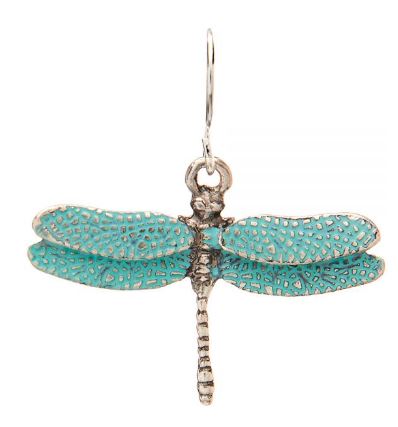 Blue Patina Dragonfly Earrings