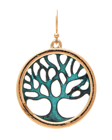 Tree of Life Gold Framed Earrings - Click Image to Close
