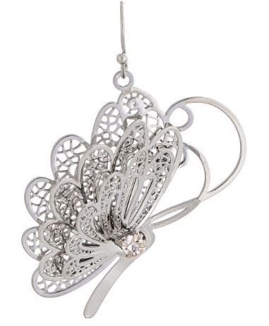 Silver 3D Butterfly in Flight Earrings - Click Image to Close