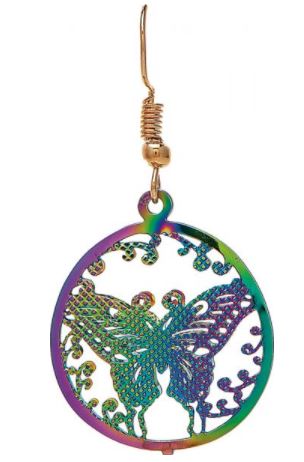 Multicolor Rainbow Butterfly Filigree Earrings