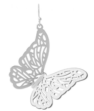 Silver Flying Butterfly Earrings