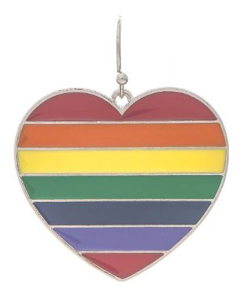 Silver Big Love Rainbow Heart Earrings - Click Image to Close