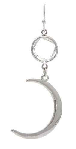 Silver Crystal Crescent Moon Earrings - Click Image to Close