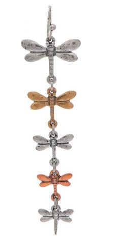 Multimetal Descending Dragonfly Earrings