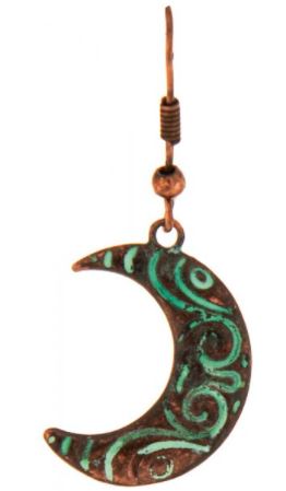 Patina Crescent Moon Earrings