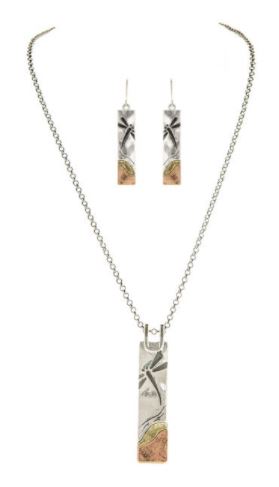 Multimetal Dragonfly Plate Necklace Set - Click Image to Close