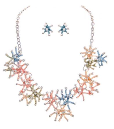 Silver Pastel Color Wash Anemone Necklace Set