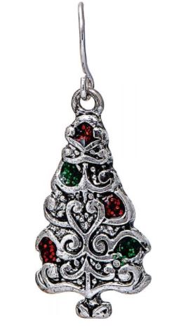 Swirly Silver Color Crystal Tree Earrings