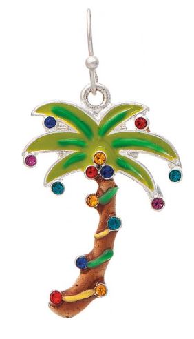 Silver Decorated Palm Tree Earrings (Christmas!)