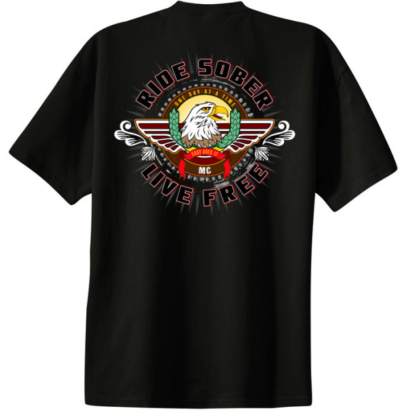 Ride Sober - Live Free Tee - Click Image to Close